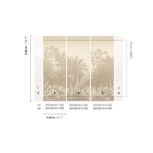 Trópusi mesevilág sejtelmes luxus érzetű megjenésben selymes bézs finom karamell és árnyalt homokszín tónus falpanel