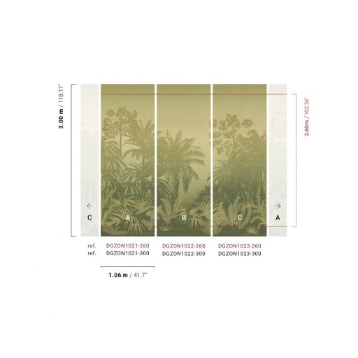 Trópusi mesevilág sejtelmes luxus érzetű megjenésben lágy limezöldből mély olajzöldbe hajló színátmenet falpanel