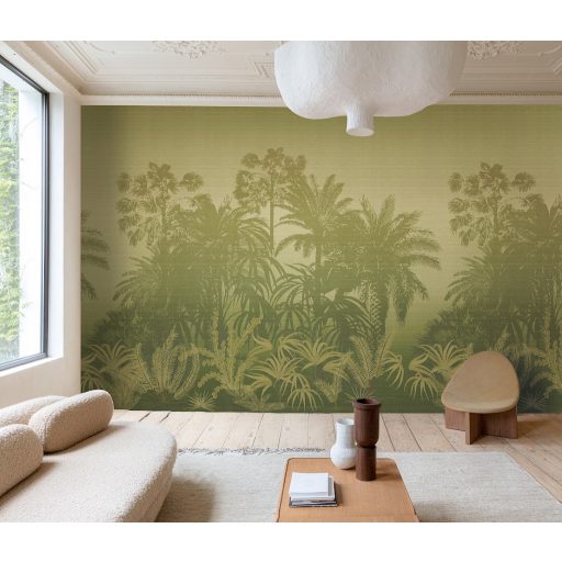 Trópusi mesevilág sejtelmes luxus érzetű megjenésben lágy limezöldből mély olajzöldbe hajló színátmenet falpanel