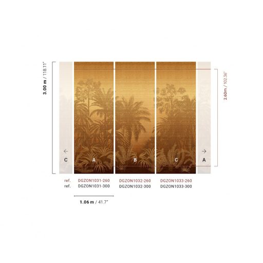 Trópusi mesevilág sejtelmes luxus érzetű megjenésben aranybarna mély karamell és mézsárga tónus falpanel