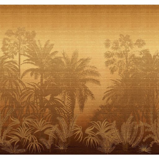 Trópusi mesevilág sejtelmes luxus érzetű megjenésben aranybarna mély karamell és mézsárga tónus falpanel