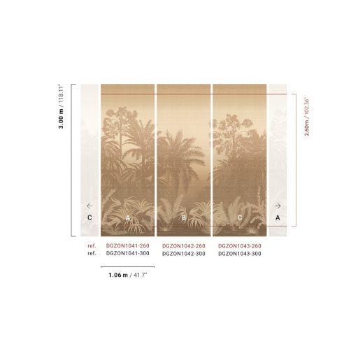 Trópusi mesevilág sejtelmes luxus érzetű megjenésben homokszín lágy bézs és szürkésbarna/barna tónus falpanel