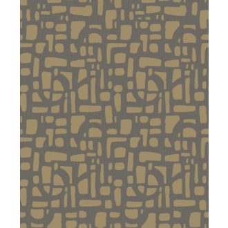   Modern művész ecsettel festett absztrakt kompozíciója szürke/szürkésbarna és arany tónus fémes fény tapéta