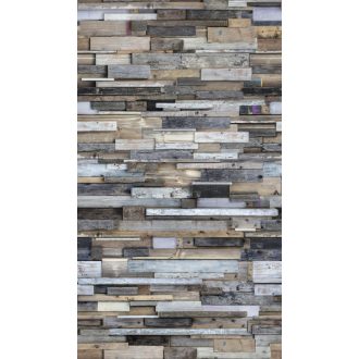   Fatelep a város közepén - Változatos színes fakított farakás bézs kék barna szürke fekete és fehér falpanel/digitális nyomat