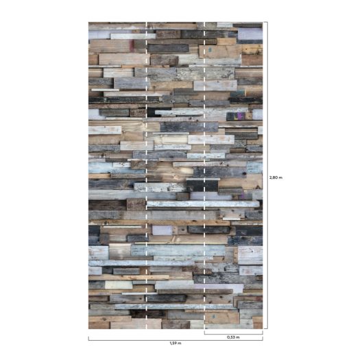 Fatelep a város közepén - Változatos színes fakított farakás bézs kék barna szürke fekete és fehér falpanel/digitális nyomat