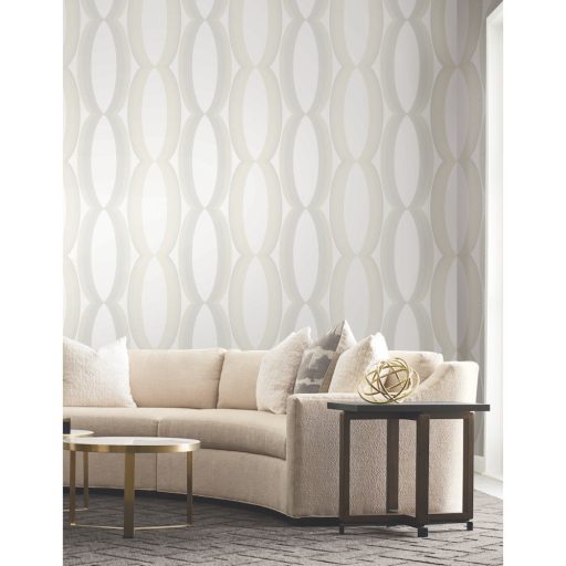 Progresszív grafikus minta túlméretes elliptikus formákkal fehér bézs szürke és szürkéskék tónus tapéta