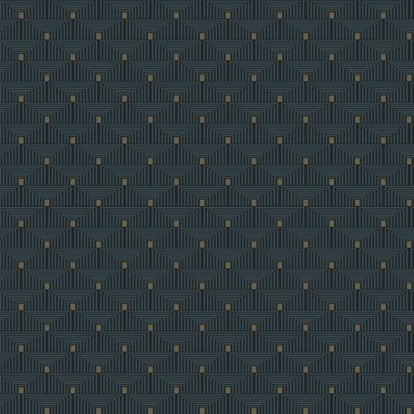 Geometriai fókuszpont - Kisméretű izgalmas elrendezésű szögletes formák mintája kék sötétkék és arany tónus tapéta