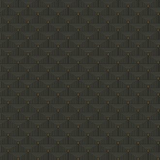   Geometriai fókuszpont - Kisméretű izgalmas elrendezésű szögletes formák mintája fekete bézs és arany tónus tapéta