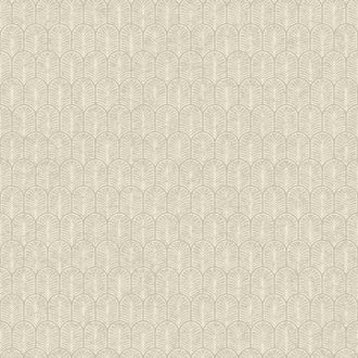   Art Deco ihlette kis legyező/pálmalevél geometriai minta bézs világosbarna és krémszín tónus finom fény tapéta