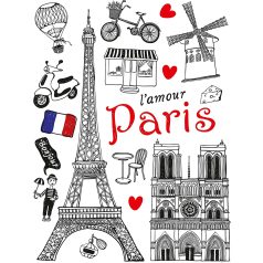    Párizs gyerekszemmel - Párizsi anzix szines grafikus falmatrica