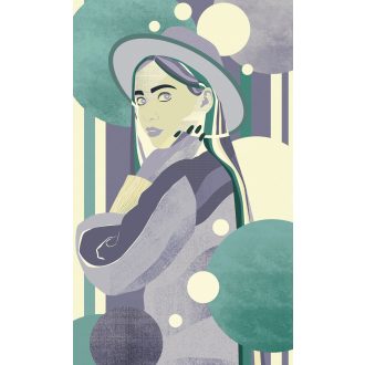   Szinyei Merse Pál után szabadon! Lila kalapos nő művészi portré fehér lila zöld és szürkéslila tónus falpanel