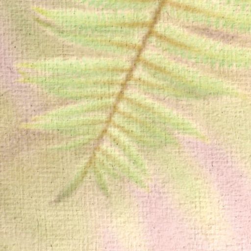 A trópusi botanika sejtelmes oldala - 3D ködös pálmalavelek játéka a napfénnyel zöld rózsaszín sárga és sokszínű tónus falpanel