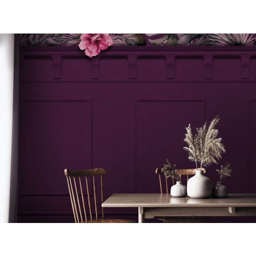 A bárónő lila szalonja! Stukkó és növények virágok varázslatos összjátéka mélylila zöld rózsaszín és pink tónus falpanel