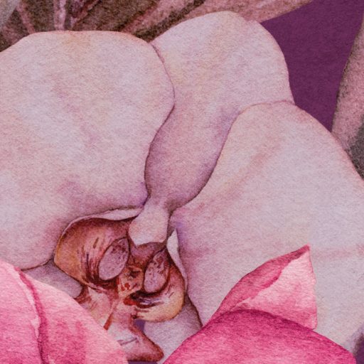 A bárónő lila szalonja! Stukkó és növények virágok varázslatos összjátéka mélylila zöld rózsaszín és pink tónus falpanel