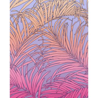   Merész színekkel energizált művészi és vibráló trópusi levélmintázat rózsaszín lila pink és narancs tónus falpanel