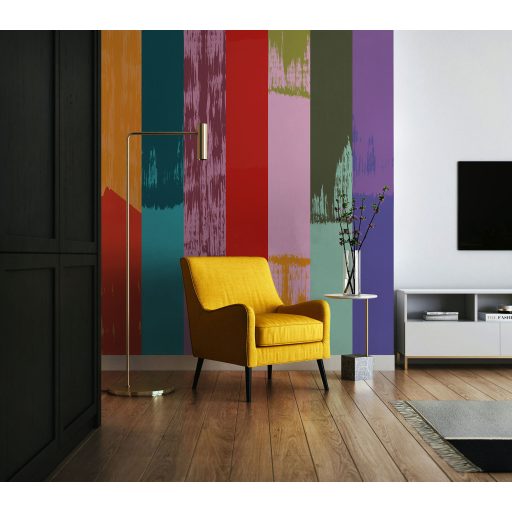 Élénk színek és csíkok bravúros életteli összjátéka sárga piros lila és sokszínű tónus falpanel