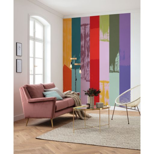 Élénk színek és csíkok bravúros életteli összjátéka sárga piros lila és sokszínű tónus falpanel