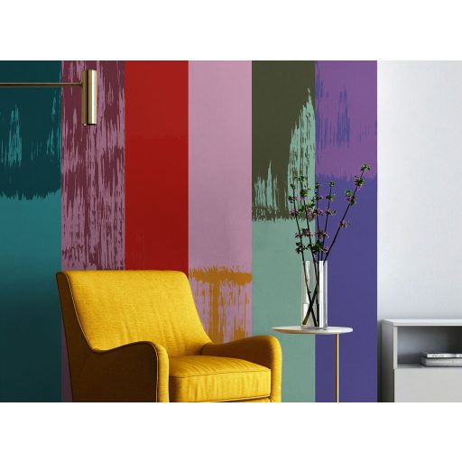 Élénk színek és csíkok bravúros életteli összjátéka sárga piros lila és sokszínű tónus falpanel