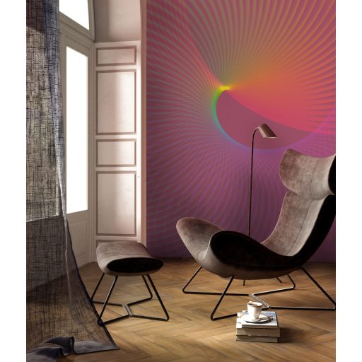 Lenyűgöző háromdimenziós absztrakt illúzió "falra teremtve" pink rózsaszín napsárga zöld kék és lila tónus falpanel