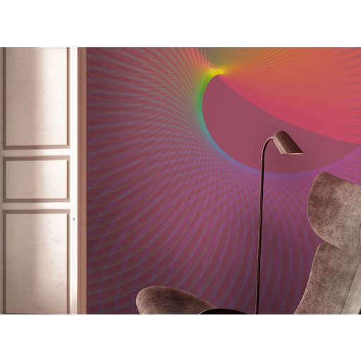 Lenyűgöző háromdimenziós absztrakt illúzió "falra teremtve" pink rózsaszín napsárga zöld kék és lila tónus falpanel