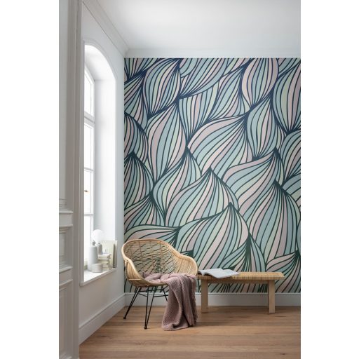 Kreatív háromdimenziós hullám design pasztell színekben rózsaszín kék zöld és bézs tónus falpanel