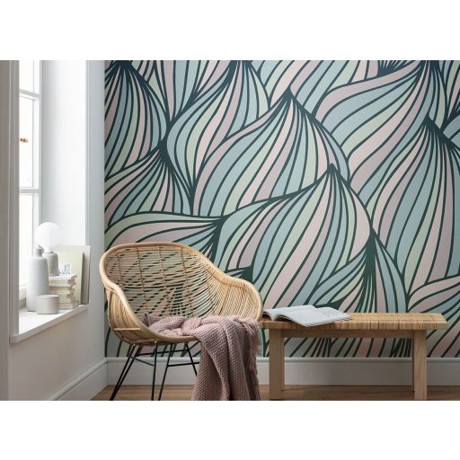 Kreatív háromdimenziós hullám design pasztell színekben rózsaszín kék zöld és bézs tónus falpanel