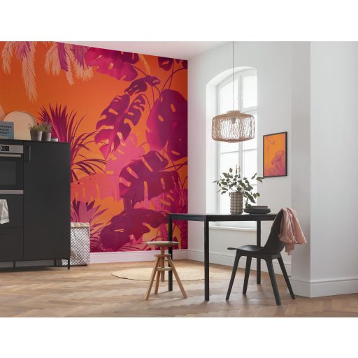 Őrület! Lenyűgöző és extravagáns trópusi növények kompozíciója narancs rózsaszín és pink tónus falpanel