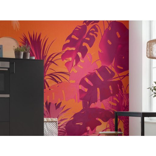 Őrület! Lenyűgöző és extravagáns trópusi növények kompozíciója narancs rózsaszín és pink tónus falpanel