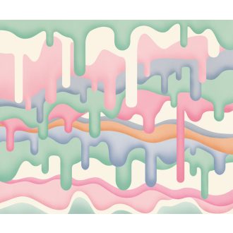   Olvadó jég vagy gyümölcsfagylaltok plasztkius ábrázolása pasztell design krémfehér rózsaszín zöld kék és narancs tónus falpanel
