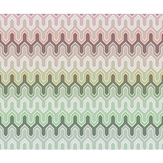   Geometrikus cikk-cakkokból álló modern stilizált minta rózsaszín bézs szürke zöld és barna tónus falpanel