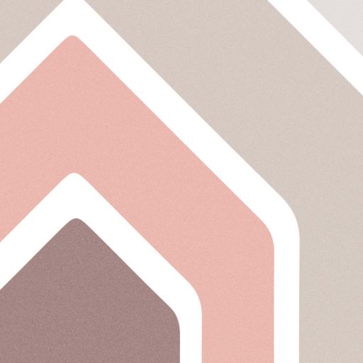 Geometrikus cikk-cakkokból álló modern stilizált minta rózsaszín bézs szürke zöld és barna tónus falpanel