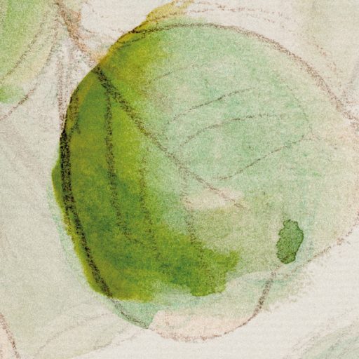 Lehajló zöld levelekből álló akvarell levélzuhatag kompozíció bézs zöld sárgászöld és barna tónus falpanel