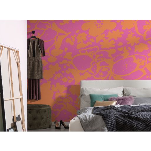 Élénk és vibráló absztrakt virágmintás design pink és narancssárga tónus falpanel