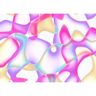   Folyékony organikus formák álomszerű absztrakt mintája fehér pink irizáló lila pasztell türkiz és halvány arany tónus falpanel