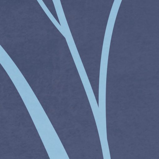 Álomszerű modern tájkép stilizált fákkal és holdfénnyel lila kék sárga zöld és rózsaszín tónus falpanel