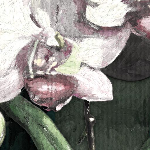 Varázslatos buja dzsungelhangulat elegáns fehér orchideákkal mélyzöld mohazöld fehér szürke és fekete tónus falpanel