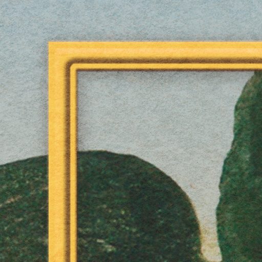 Trópusi dzsungel kompozíció burjánzó növényzettel festői stílusban zöld kék narancs napsárga és sötétbarna tónus falpanel