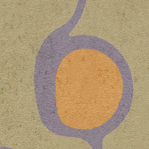 Retro a 70-es évek stílusát idéző absztrakt geometrikus mintázat szürke mélylila okker halvány türkiz zöld és bézs tónus falpanel