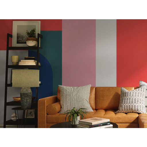 Letisztult minimalista geometriai minta mértani formákból ívekből fehér mélyzöld korallvörös sötétkék és rózsaszín tónus falpanel