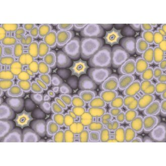   Organikus sejtszerkezetű formákból építkező absztrakt design meleg lágy sárga és levendula-szürke árnyalatok falpanel