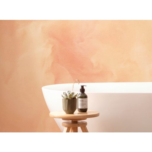 Cukorfalat barackízben! Akvarell hatású összeolvadó színek felhőszerű mintája lágy barack halvány krém és rózsaszín tónus falpanel