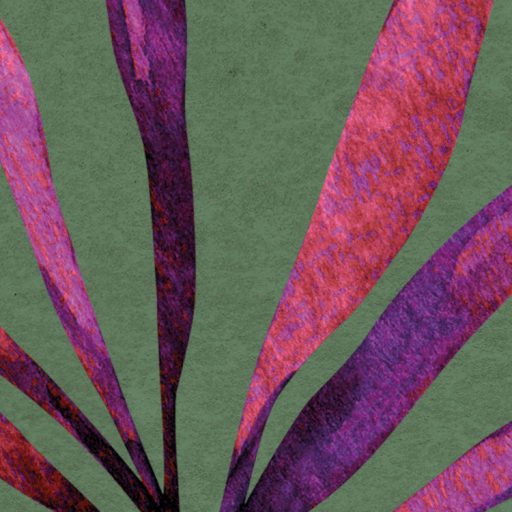 Barokk stílusú enteriőr élénk trópusi virágmintával feldobva mélyzöld lila/bíbor és rózsaszín/magenta tónus falpanel