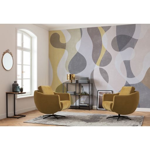 Összeolvadó formák és harmonikus színek álomszerű összjátéka fehér lágy sárga szürke és lila árnyalatok falpanel