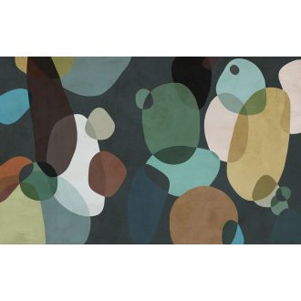   Formák és színek egyedi szimbiózisa modern kompozíció mély szürkészöld fekete barna és sokszínű tónus falpanel