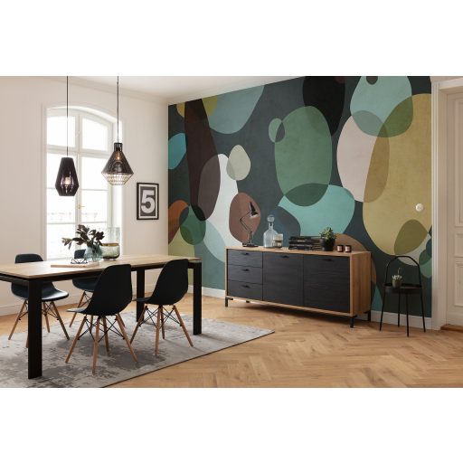 Formák és színek egyedi szimbiózisa modern kompozíció mély szürkészöld fekete barna és sokszínű tónus falpanel