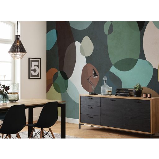 Formák és színek egyedi szimbiózisa modern kompozíció mély szürkészöld fekete barna és sokszínű tónus falpanel