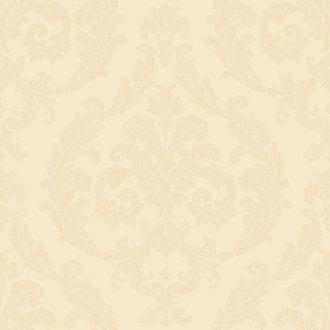   Klasszikus barokk díszítőminta textil háttéren aranyba hajló krémes bézs és bézsarany tónus finom fémes hatás tapéta
