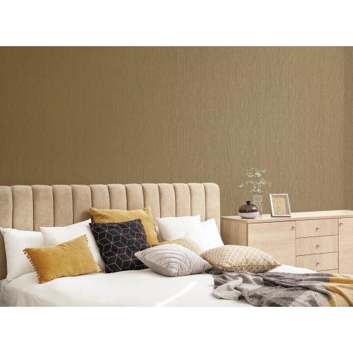 Finom csíkozású strukturált minta csillogó arany és réz szálakkal arany/aranysárga tónus fémes hatás tapéta