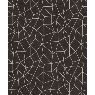   Pókhálóként szétterülő csillogó vonalak absztrakt hálózatmintája sötátbarna/antracit/ébenfekete és ezüst tónus fémes hatás tapéta