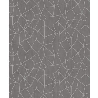   Pókhálóként szétterülő csillogó vonalak absztrakt hálózatmintája barna/szürkésbarna és jeges ezüst tónus fémes hatás tapéta